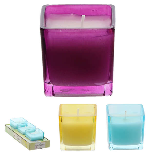 SADA 3 DEKORATIVNÍCH SVÍČEK CITRONELLA "ELIS" 5 X 5 CM MIX BARV *7447