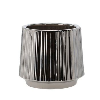 CERAMIC COVER FOR A POT 44 x 44 x 40 CM SILVER WITH STRIPES