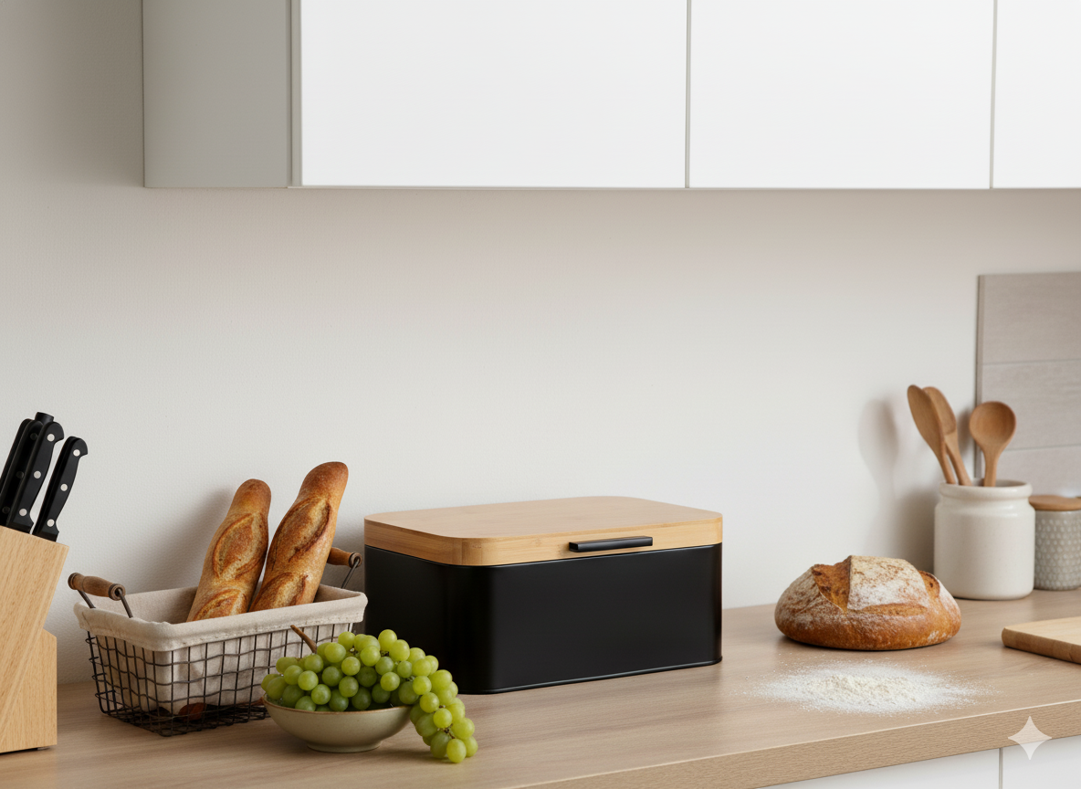 CHLEBAK LAURO - METALOWY Z BAMBUSOWĄ POKRYWĄ 30 x 23 x 18 x 15 CM CZARNY pol_pl_CHLEBAK-LAURO-METALOWY-Z-BAMBUSOWA-POKRYWA-30-x-23-x-18-x-15-CM-CZARNY-3192-4755_4