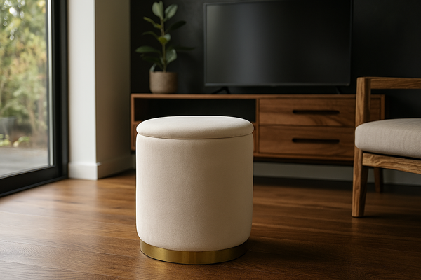 ROUND POUF 28 X 42 CM CREAM