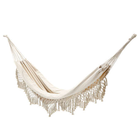 HAMAK S FRANŽAMI BOHO 200 x 150 CM BEŽOVÝ/SIVÝ *3194