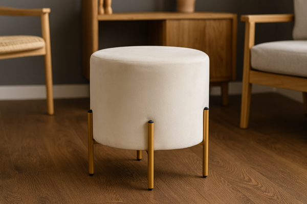 PUFA OKRĄGŁA NA NÓŻKACH 35 x 40 CM BEŻOWA *3901