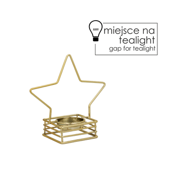METAL TEALIGHT CANDLE HOLDER GOLD - STAR 12.2 CM