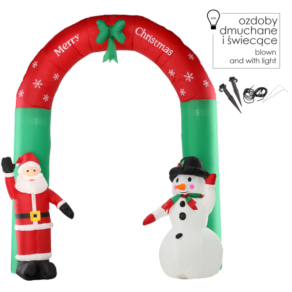 INFLATABLE ARCH WITH SANTA CLAUS AND SNOWMAN LED 240 CM