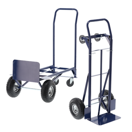 TWO-FUNCTION BLUE WAREHOUSE TROLLEY, LOAD CAPACITY: 150 KG / 200 KG