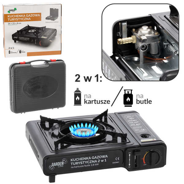 TOURIST GAS COOKER FOR CARTRIDGES 34 X 26 X 9 CM