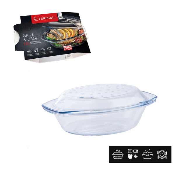 OVÁLNÁ ŽÁROVZDORNÁ MISKA GRILL 2,9L S KRYTEM *0125