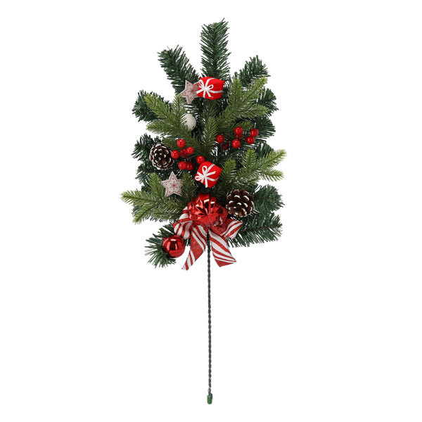 DECORAȚIUNE DE CRĂCIUN - RAMURĂ 60 CM ALBĂ-ROȘIE *2675
