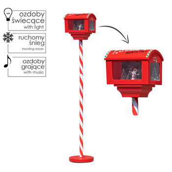 CHRISTMAS MAILBOX 27 x 20 x 150 CM WITH MUSIC BOX LED - RED - WITH SANTA