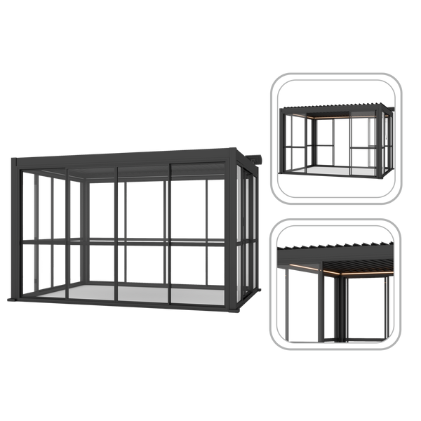 DRZWI PRZESUWNE POLIWĘGLANOWE DO PERGOLI ALUMINIOWEJ SZARE 4 M