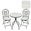ZESTAW MEBLI OGRODOWYCH METALOWYCH MOZAIKA "LOULOUDIA" STÓŁ + 2 KRZESŁA