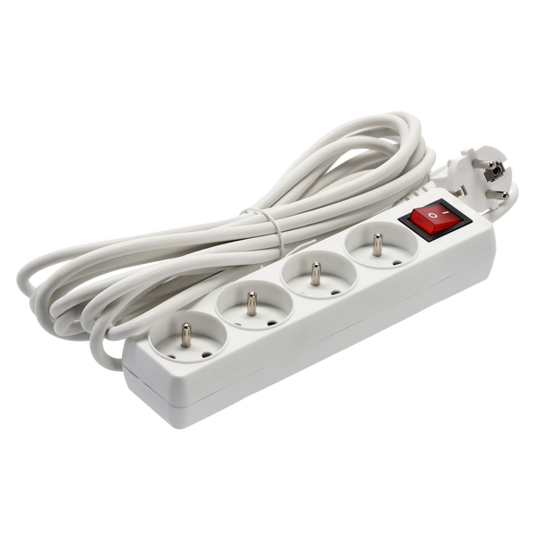 EXTENSION CORD POWER STRIP WITH SWITCH 4 SOCKETS 5 M WHITE