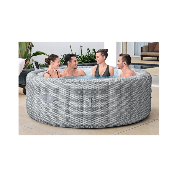 Lay-Z-Spa 77"x28"/1.96mx71cm Bali MaxHold EnergySense UltraFit Smart AirJet 6 Grey Rattan Round