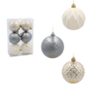 SET OF 6 ORNAMENTS 8 CM CHAMPAGNE/GRAY/WHITE