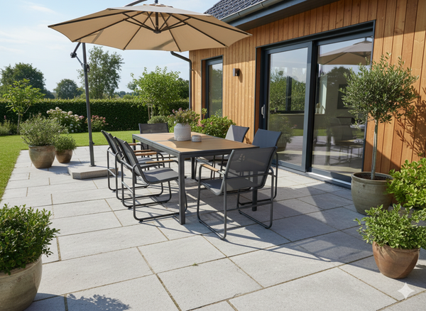 ZESTAW MEBLI OGRODOWYCH STÓŁ + 6 KRZESEŁ ANTRACYT