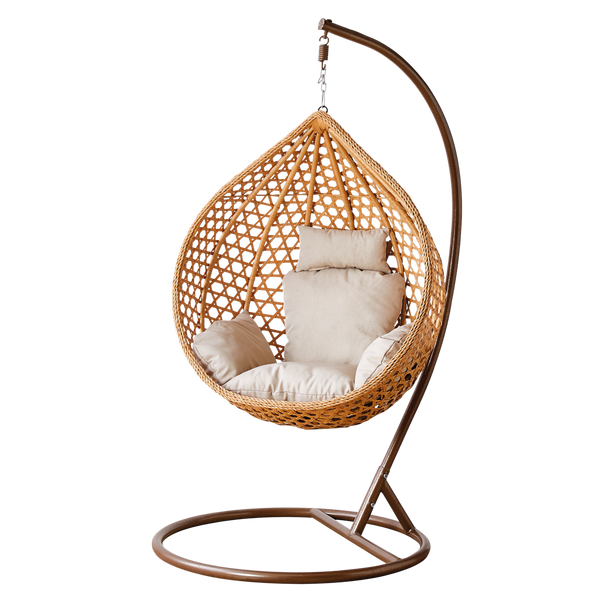 HANGING CHAIR SIZE S BROWN, BEIGE CUSHION, BROWN FRAME *0179