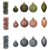 SET OF 31 BAUBLES 3-4.5 CM OLIVE/COPPER/GRAPHITE MIX DESIGNS