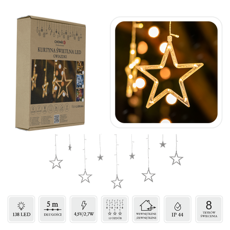 LED STAR LIGHTS 138L WARM WHITE