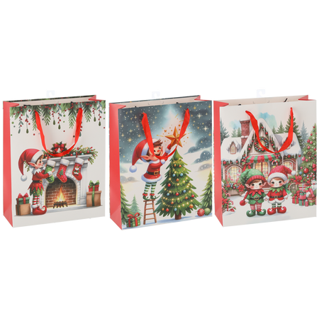 CHRISTMAS GIFT BAG "CHRISTMAS ELF" 50 x 72 x 18 CM MIX DESIGNS