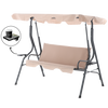 GARDEN SWING 170 x 110 x 153 CM DARK BEIGE WITHOUT FOOTSTOOL WITH CUP HOLDERS *0735