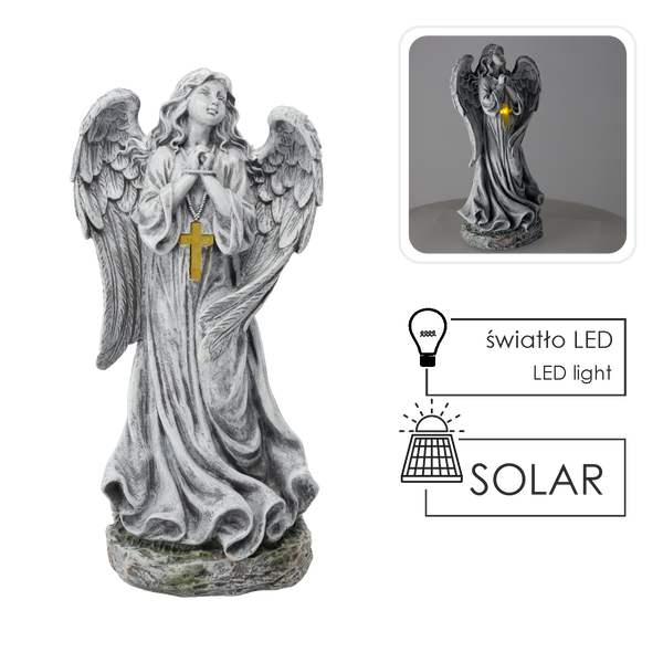 ANGEL FIGURE WITH CROSS LED 24 X 17,5 X 50,5 CM