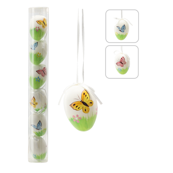 KPL. 6 OUĂ WIELKANOCNE DE 6 CM CU FlUTURI MIX DE CULORI TUBĂ *9441