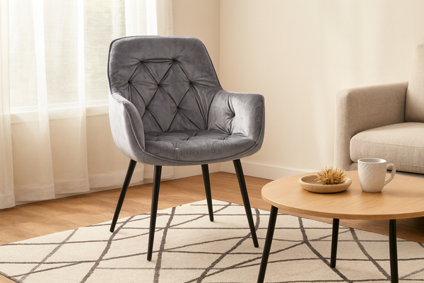 KRZESŁO WELUROWE SZARE *2975