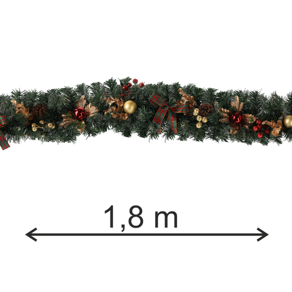 CHRISTMAS DECORATION - GARLAND 1,8 M RED AND GOLD