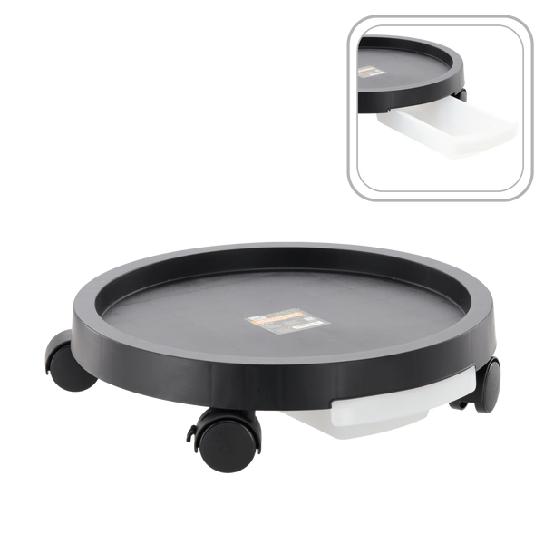 POT TROLLEY WITH DRAIN TRAY AND 4 NYLON WHEELS