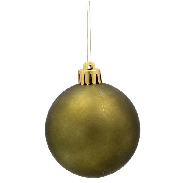 SET OF 12 BAUBLES 6 CM OLIVE/COPPER/GRAPHITE MIX DESIGNS