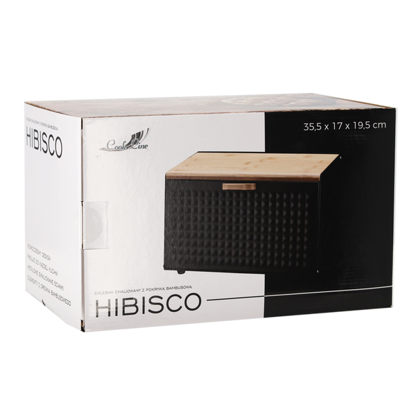 SĂCUL HIBISCUS - EMAILAT CU CAPAC DIN BAMBUS 35,5 x 17 x 19,5 CM NEGRU