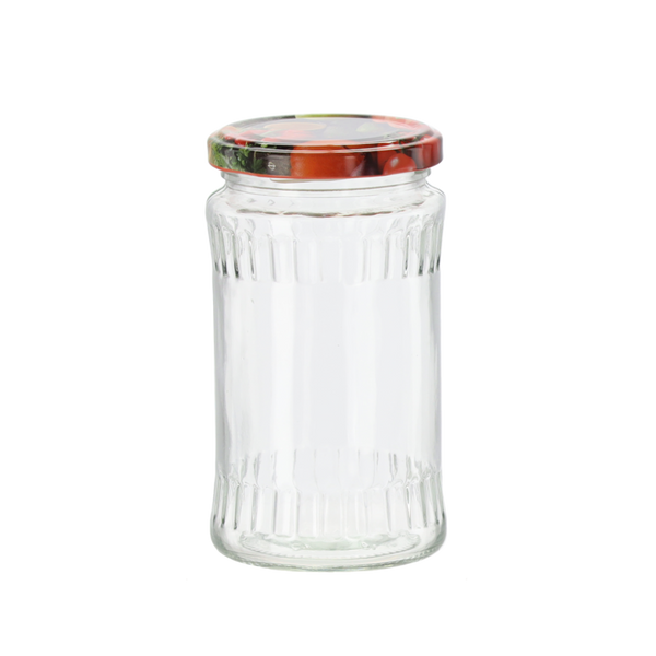 SŁOIK 370 ML + ZAKRĘTKA DEKOR FI 66 ZGRZ=12 SZT, PAL=3360 SZT *8439