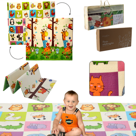 DVOJITÁ VZDELANECKÁ PODLOŽKA 180x200x1 CM SLOŽITEĽNÁ ZVIERA + TAŠKA *4374