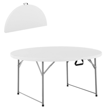 MASA TURISTICĂ / CATERING FOLDABILĂ dia180 x 74 CM ROTUNDĂ ALBĂ *3709