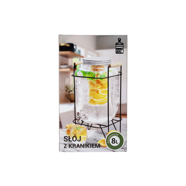 BORCAN 8 L CU CAPAC DIN METAL, ROBINET ȘI RECIPIENT PENTRU FRUCTE/GHEAȚĂ *1717