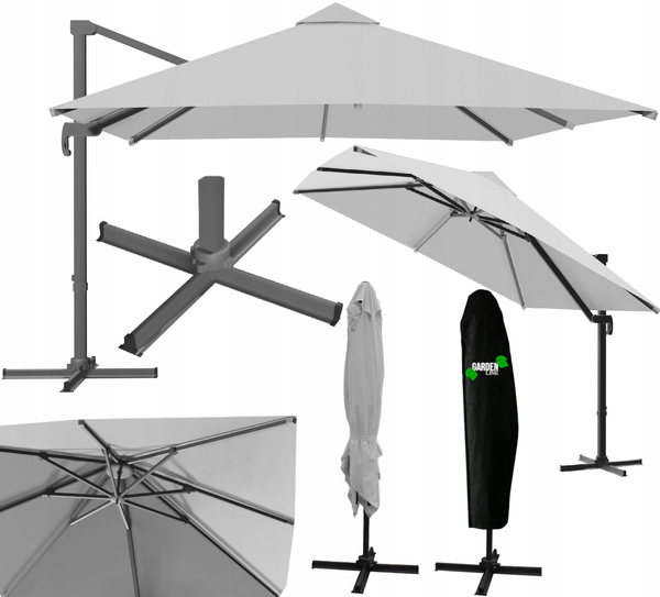 GARDEN UMBRELLA "ROMA" 3 X 4 M GRAY WITH COVER
