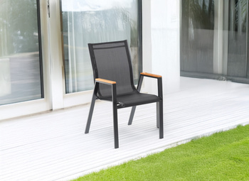 OCELOVÁ ZÁHRADNÁ STOLIČKA POLYWOOD 61 x 56 x 90 CM ČIERNA *9507