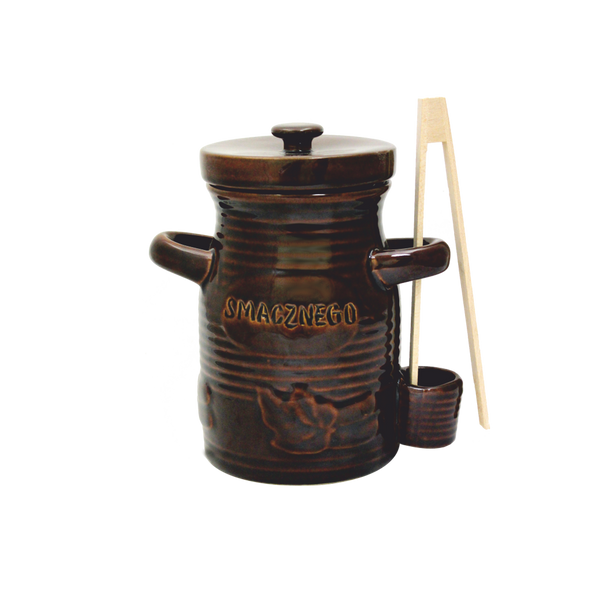 KERAMICKÁ NÁDOBKA 3,5L NA OKURKY S HNĚDÝMI ŠPETKAMI *3163