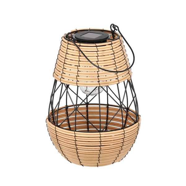 SOLÁRNÍ LAMPION METALOVÝ - ČERNOBÉŽOVÝ 32 CM *8938