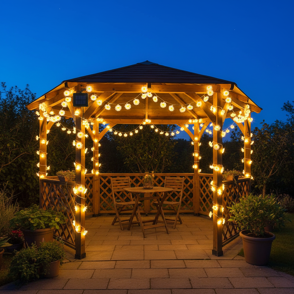 Ghirlanda solară de grădină lungime 2 + 3,8 m margarete 20 LED alb cald *6048