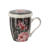 KUBEK PORCELANOWY Z ZAPARZACZEM I POKRYWKĄ 340 ML MIX KWIATOWYCH WZORÓW *1889