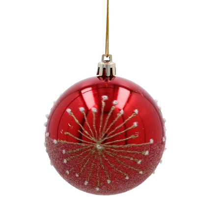 SET OF 6 CHRISTMAS BAUBLES RED 8 CM