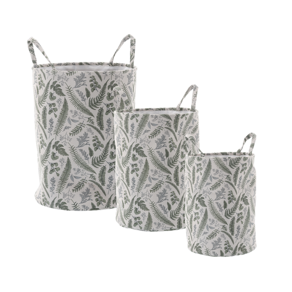 ZESTAW 3 OKRĄGŁYCH KOSZY NA PRANIE/ZABAWKI LIŚCIE