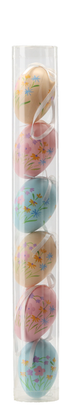 KPL. 6 VELIKONOČNÍCH VAJÍČEK 6 CM V KVĚTINOVÉM MIXU VZORŮ TUBA *9489
