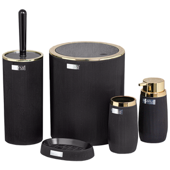 ROUND BATHROOM SET 5 PCS. BLACK / GOLD