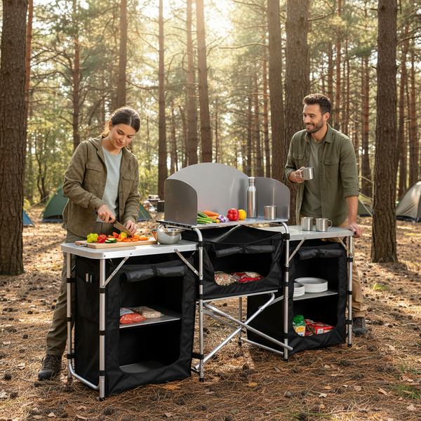 BUCĂTARIE CAMPING TURISTICĂ FOLDABILĂ 175 x 40 x 111 CM *8418