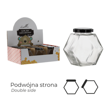 HEXAGONAL JAR WITH LID 280ML DISPLAY = 12PCS