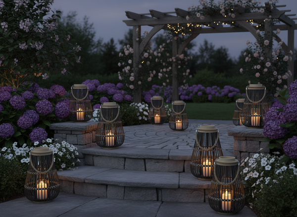 LAMPION DREWNIANY 25 x 40 CM Z WKŁADEM SZKLANYM - CZARNY