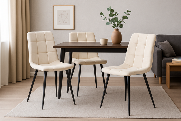 KRZESŁO NOWOCZESNE WELUROWE BEŻOWE *2950