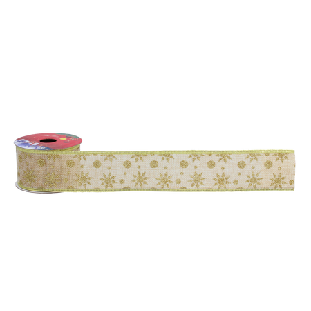RIBBON DECORATIVĂ DE SĂRBĂTOARE 5 CM x 2,7 M AURIE MIX DE MODELE pachet=20buc *9805